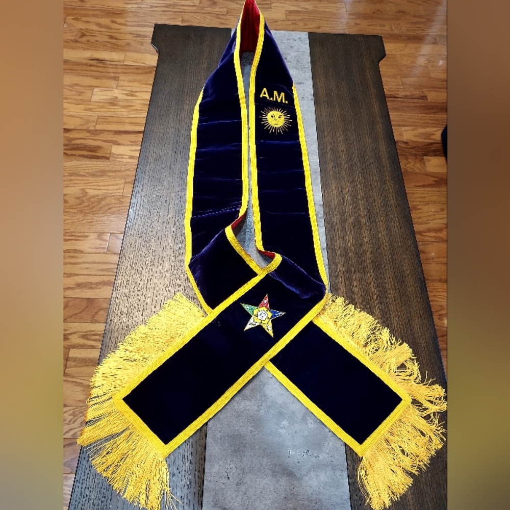 Order of the Eastern Star Associate Matron Purple Velvet Left to Right Sash